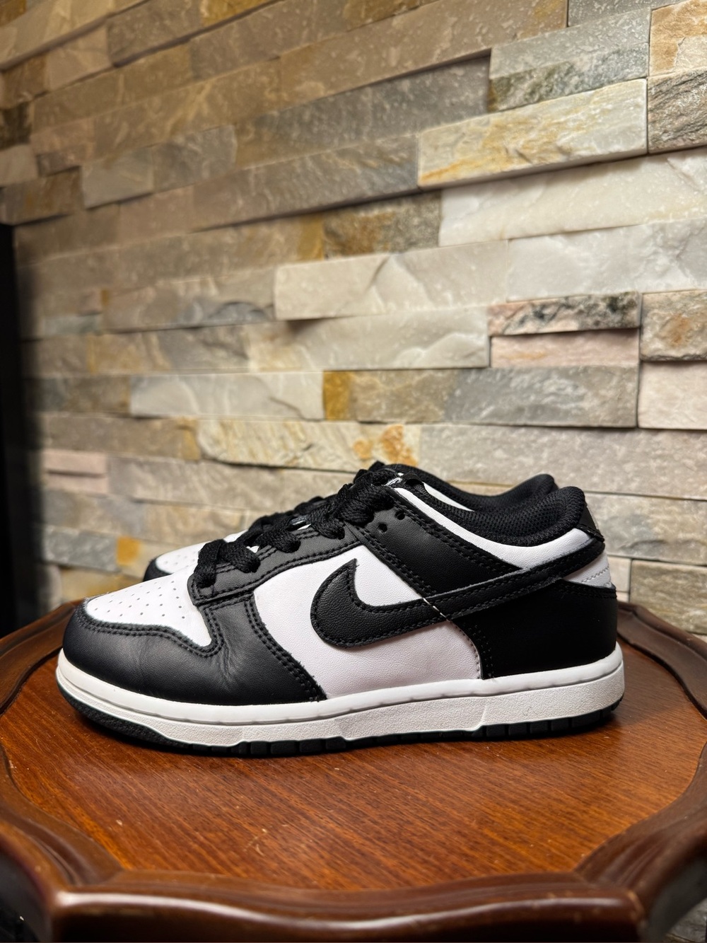 Childs Unisex Sz 13.5 Nike Dunk Low "Panda" Sneakers Black White Shoes EUC